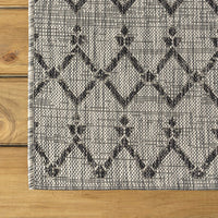 Moroccan Geometric Textured Weave Indoor/Outdoor Gray/Black