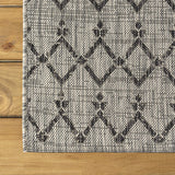 Moroccan Geometric Textured Weave Indoor/Outdoor Gray/Black