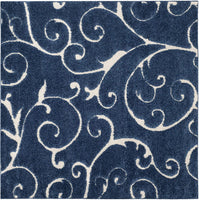 Premium Swirl Thick Plush  Dark Blue/Cream   Area Shag Rug