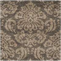 Damask Plush 1.2-inch Thick  Shag Area Rug, Smoke / Beige