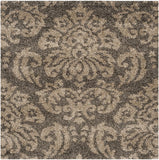 Damask Plush 1.2-inch Thick  Shag Area Rug, Smoke / Beige