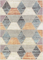 Messer Soft Pastel Multi Color Hexagon Boxes & Squares Geometric Area Rug