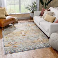 Elu Cream Vintage Panel Pattern Area Rug