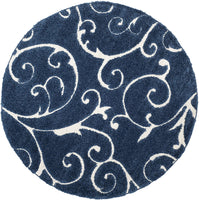 Premium Swirl Thick Plush  Dark Blue/Cream   Area Shag Rug