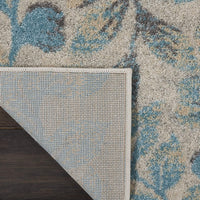 Tranquil Contemporary Botanical Ivory/Turquoise Soft Area Rug