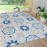 Mediterranean Medallion Boho Soft Area Rug Blue/Gray