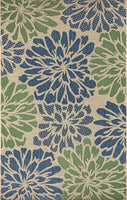 Zinnia Modern Floral Weave Indoor/Outdoor Area Rug Navy/Green