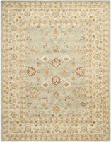 Handmade Traditional Oriental Premium Wool Area Rug, Grey Blue / Beige