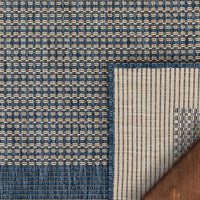 Medusa Odin Solid & Striped Border Indoor/Outdoor Blue Flatweave Area Rug
