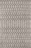 Moroccan Geometric Textured Weave Indoor/Outdoor Gray/Black