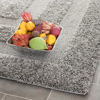 Grey Box Border Textured Thick Plush Shag Area Rug