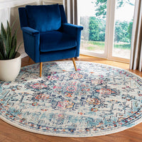 Boho Chic Medallion Distressed Soft Area Rug, Cream / Blue