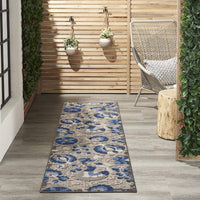 Indoor/Outdoor Floral Natural/Blue Area Rug