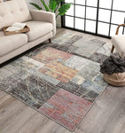 Carrao Soft Pastel Multi Color Boxes & Squares Geometric Area Rug