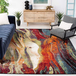 Modern Abstract Soft Area Rug, Red / Multi