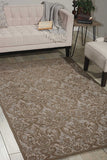 Damask Contemporary Area Rug, Grey