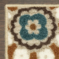 Maples Floral Non Skid Washable Beige Multi Area Rug