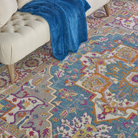 Passion Persian Colorful Teal Multi-color Area Rug