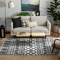 Tessa Ivory Moroccan Shag Diamond Trellis Pattern Soft Area Rug