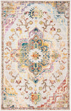 Boho Chic Oriental Medallion Area Rug, Light Blue / Grey