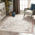 Ivory Machine Washable Vintage Style Updated Classic Distressed Persian Mat Area  Rug