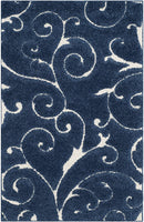 Premium Swirl Thick Plush  Dark Blue/Cream   Area Shag Rug