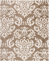 Damask Plush 1.2-inch Thick Area Shag Rug, Beige / Cream