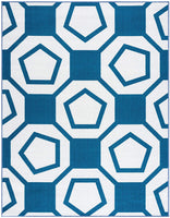 Modern Geometric Stripe Area Rug - Non Slip Blue