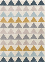 Triangles Geometric Gold Blue Area Rug