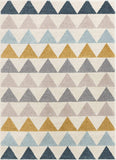 Triangles Geometric Gold Blue Area Rug