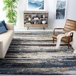 Retro Collection Modern Abstract Soft Area Rug Cream / Blue