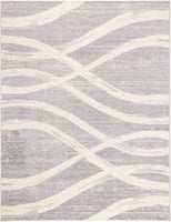Modern Wave Distressed Soft Area Rug, Grey / Cream