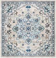 Boho Chic Medallion Distressed Soft Area Rug, Ivory / Light Blue