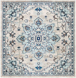 Boho Chic Medallion Distressed Soft Area Rug, Ivory / Light Blue