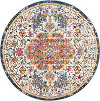 Boho Chic Vintage Medallion Distressed Area Rug Ivory/Orange