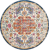 Boho Chic Vintage Medallion Distressed Area Rug Ivory/Orange