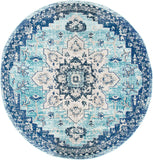 Boho Chic Medallion Distressed Soft Area Rug, Teal / Navy