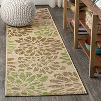 Zinnia Modern Floral Textured Weave Indoor/Outdoor Area Rug Navy/Aqua