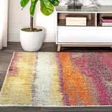 Contemporary Modern Abstract Vintage Cream/Pink Area Rug