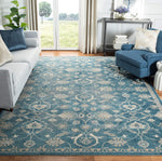 Sofia Collection Vintage Oriental Distressed Soft Area Rug Blue / Beige