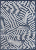 Gizelda Blue Geometric Lines Pattern Area Rug