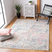 Moroccan Boho Distressed  Ivory / Dark Blue