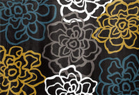 Floral Gray/Grey Yellow Blue Area Rug