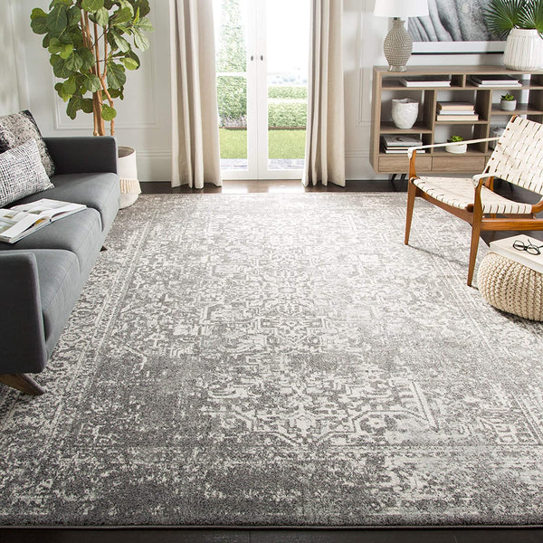 Vintage Oriental Grey and Ivory Area Rug