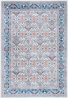 Oriental Damask Trellis Soft Area Rug, Beige / Navy