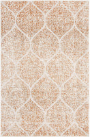 Geometric Trellis Distressed Cream/Orange Soft Area Rug