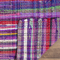 Hand-woven Cotton Area Rug, Purple/Multi