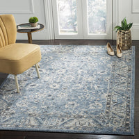 Oriental Area Rug Navy / Light Grey