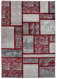 Box Pattern Burgundy Red Area Rug