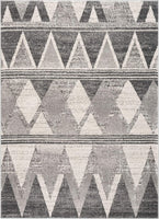 Barbola Grey & Ivory Diamond Boxes Geometric Pattern Area Rug